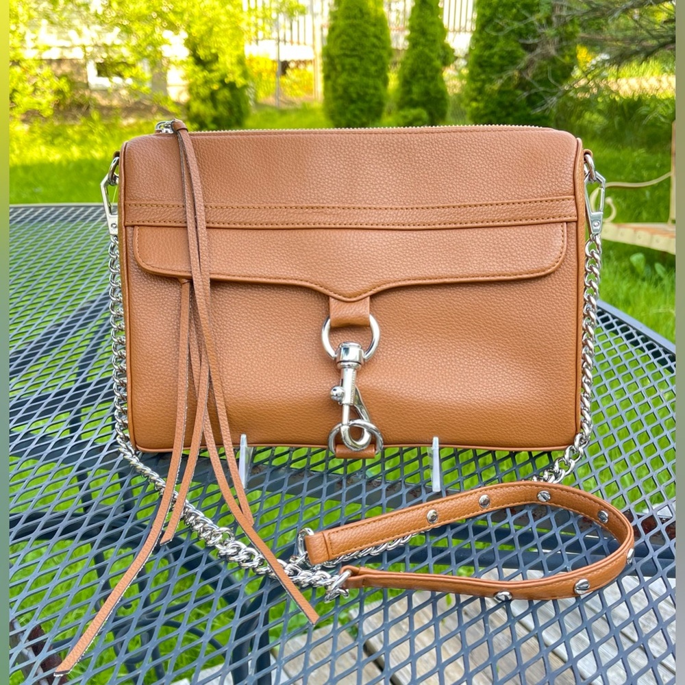 Rebecca Minkoff MAC Crossbody Clutch Caramello Pebbled Leather (silver hardware)